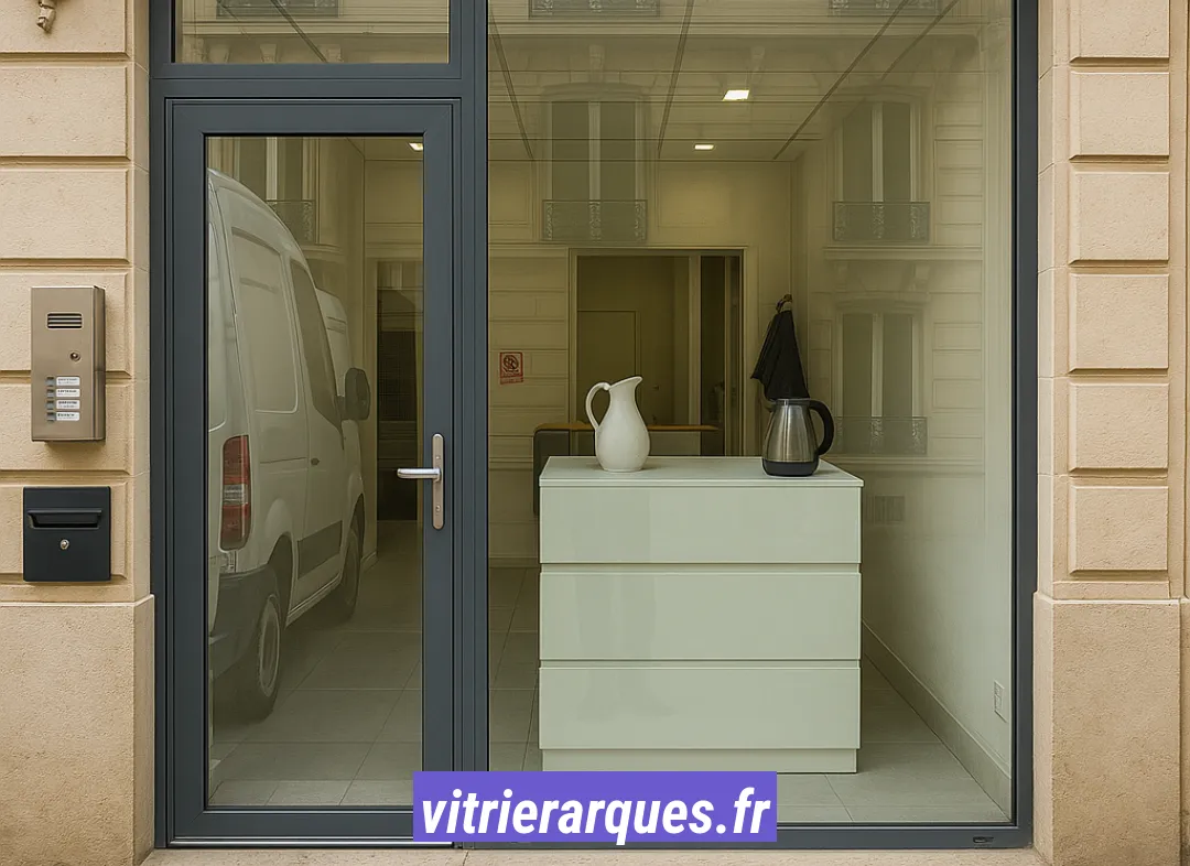 Façade vitrine de magasin en aluminium sur mesure à Arques